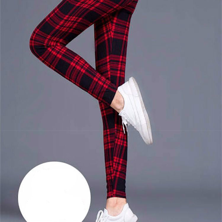 Chic Milk Silk Check Print Leggings