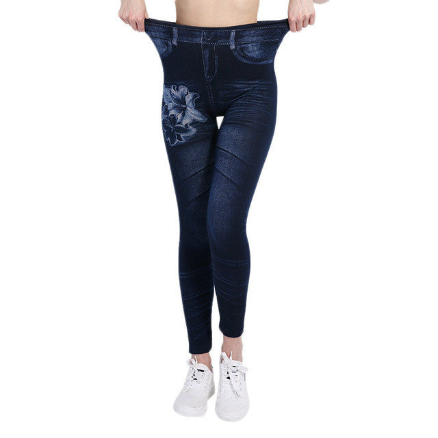 Lily Patterned Faux Denim Leggings