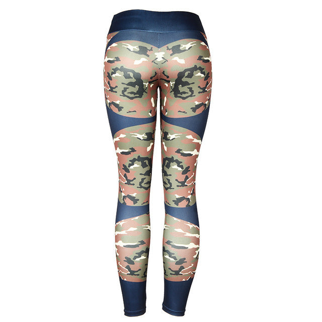 Trendy Patchwork Print Yoga Leggings