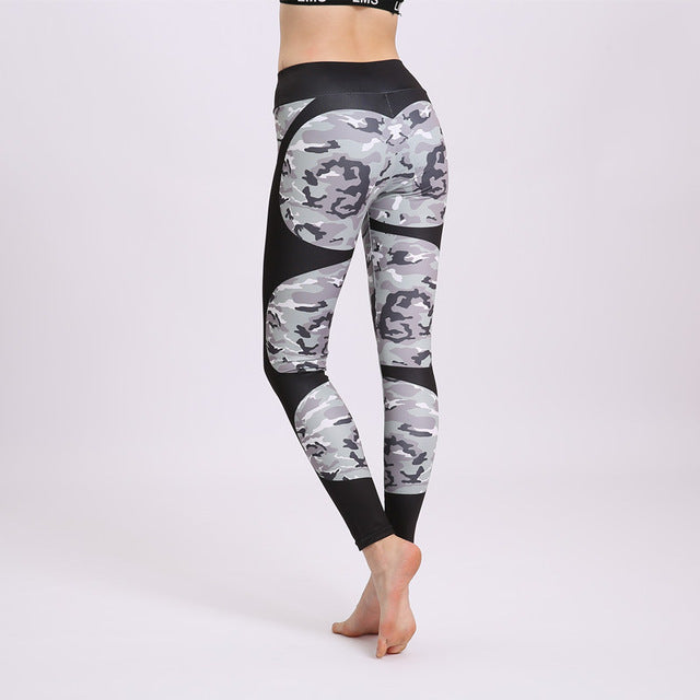 Trendy Patchwork Print Yoga Leggings