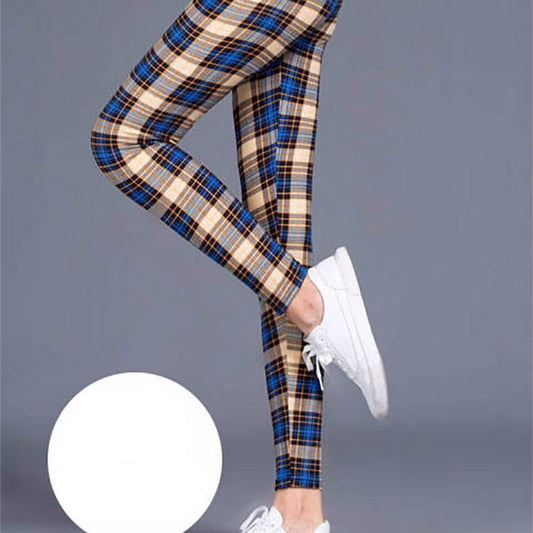 Chic Milk Silk Check Print Leggings