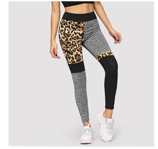 Leopard Print Leggings with Unique Stitching Design