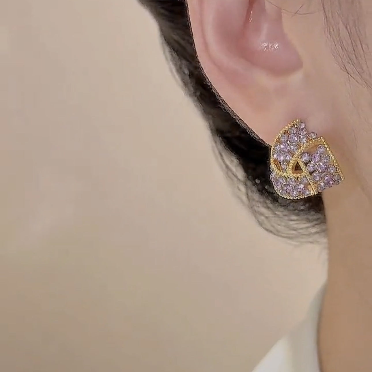 Chic Purple Gem-Studded Geometric Triangle Earrings for Women