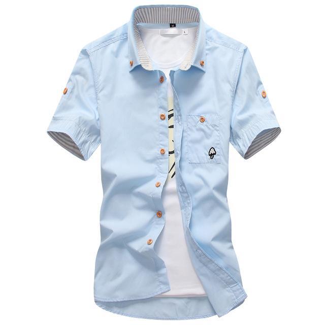 Modern Korean-Style Embroidered Men’s Dress Shirts