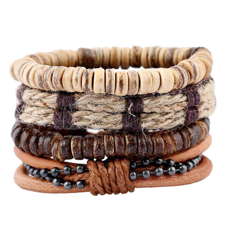 Artisan Crafted Multi-layer Cattle Leather Bracelet for Men