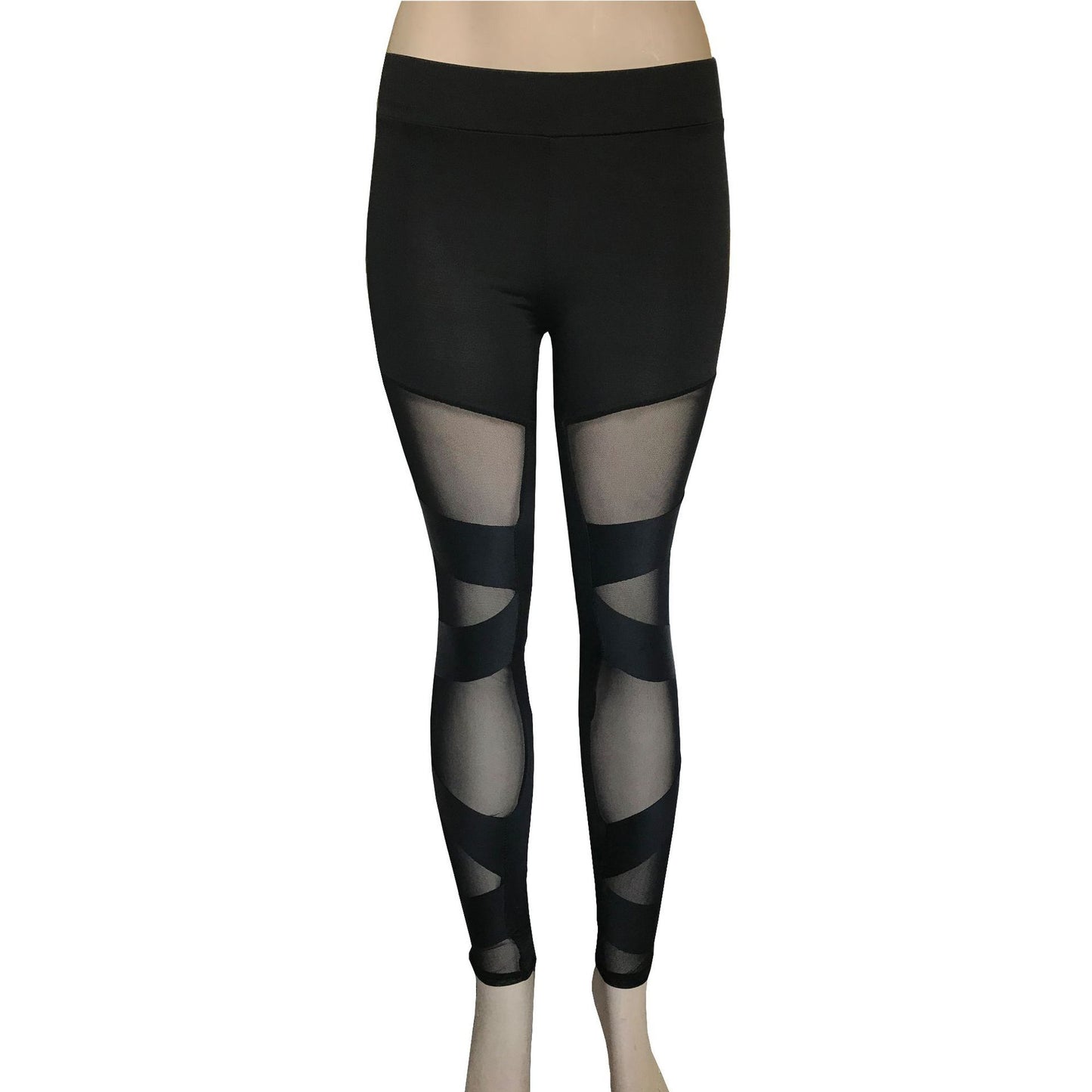 Stylish Breathable Leggings with Mesh Cross-Bundle Design