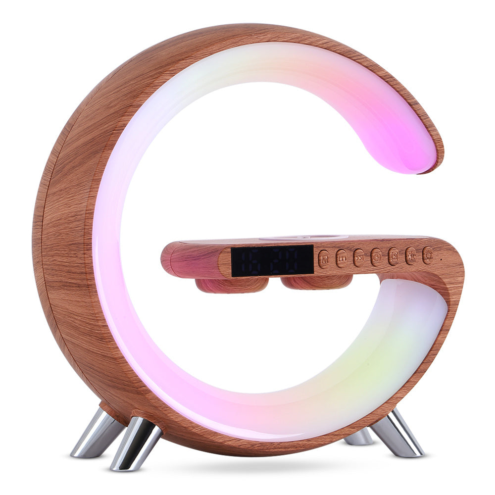 Smart G Shaped LED Atmosphere Lamp with Bluetooth Speaker and Wireless Charger for Home Decor