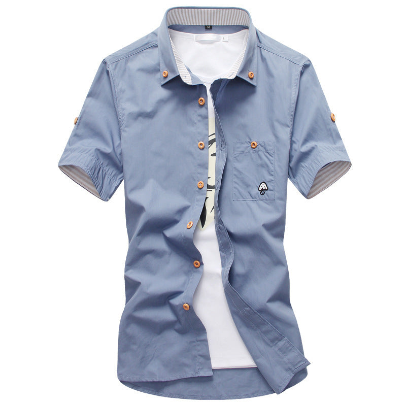 Modern Korean-Style Embroidered Men’s Dress Shirts