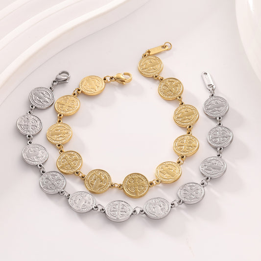 Elegantly Crafted Women's Titanium Steel Ball Portrait Bracelet