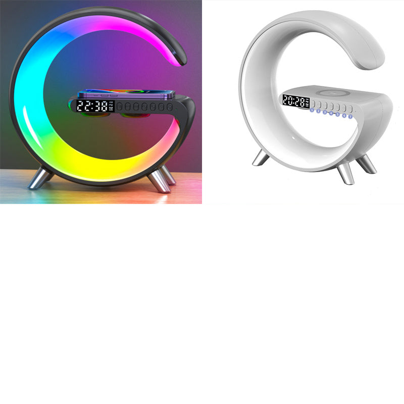 Smart G Shaped LED Atmosphere Lamp with Bluetooth Speaker and Wireless Charger for Home Decor