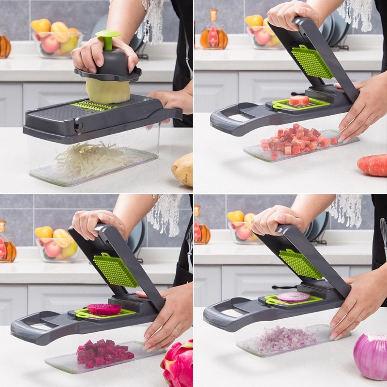 Multi-Function 12 In 1 Manual Vegetable Chopper - Effortless Food Preparation Tool