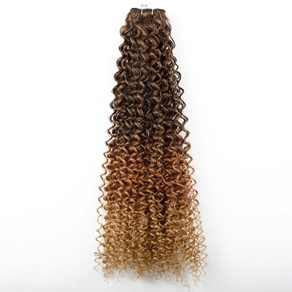 26" Heat-Resistant Brown Jerry Curly Synthetic Hair Extensions - Soft, Natural, and Easy to Style Weave Bundle