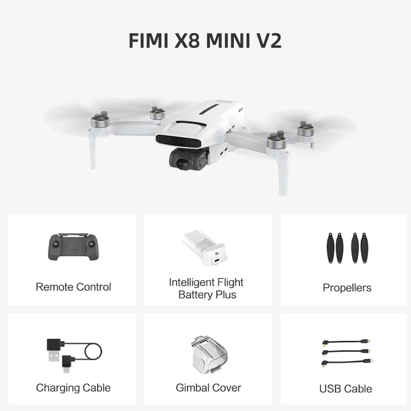 FIMI X8 Pro Drone with 1/1.3"CMOS Sensor 4K professional 3-axis Gimbal camera Obstacle Sensing 15KM transmission range GPS