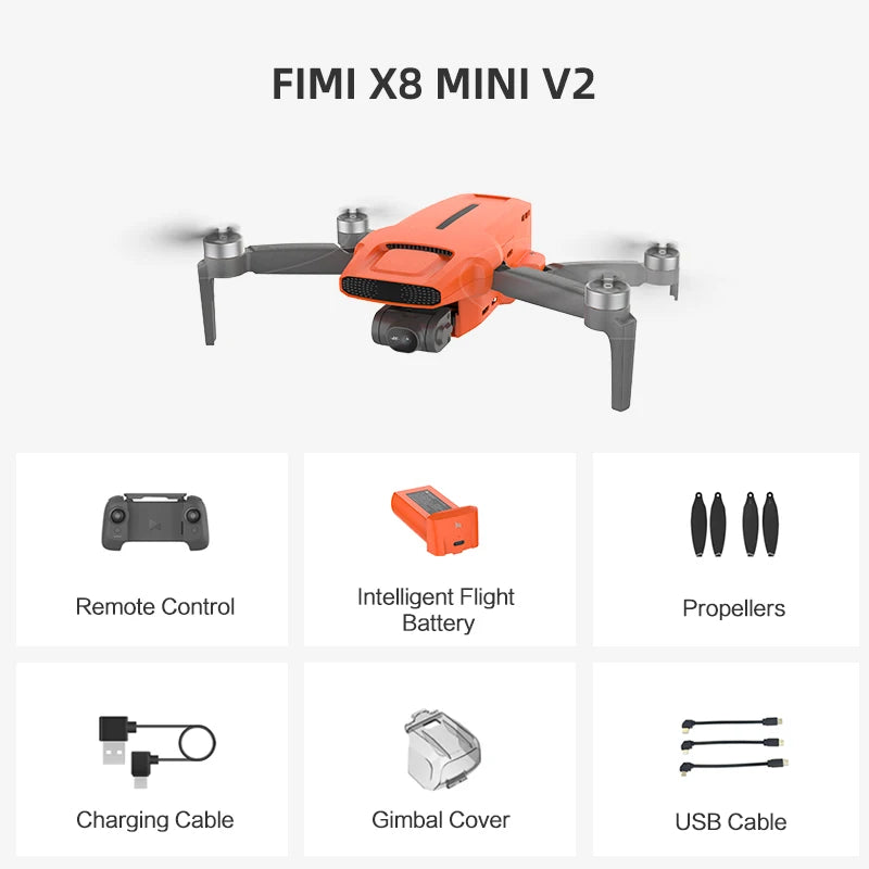 FIMI X8 Pro Drone with 1/1.3"CMOS Sensor 4K professional 3-axis Gimbal camera Obstacle Sensing 15KM transmission range GPS