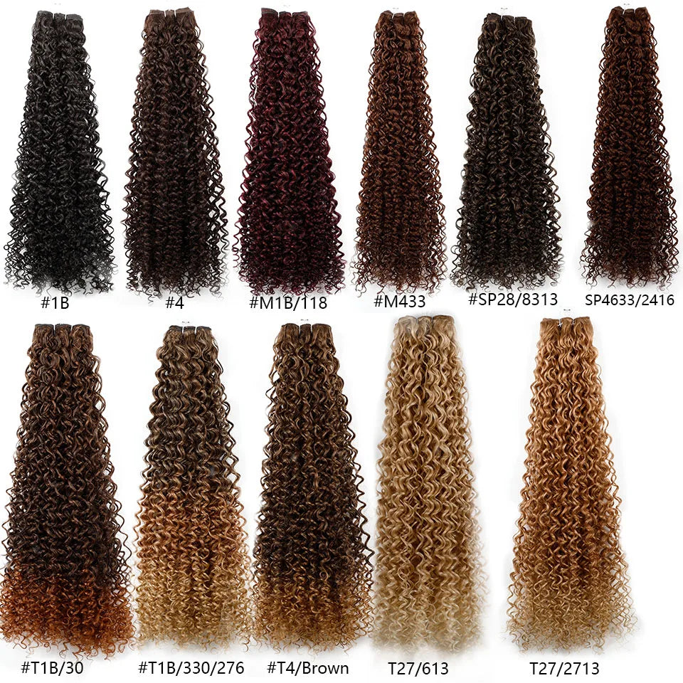 26" Heat-Resistant Brown Jerry Curly Synthetic Hair Extensions - Soft, Natural, and Easy to Style Weave Bundle