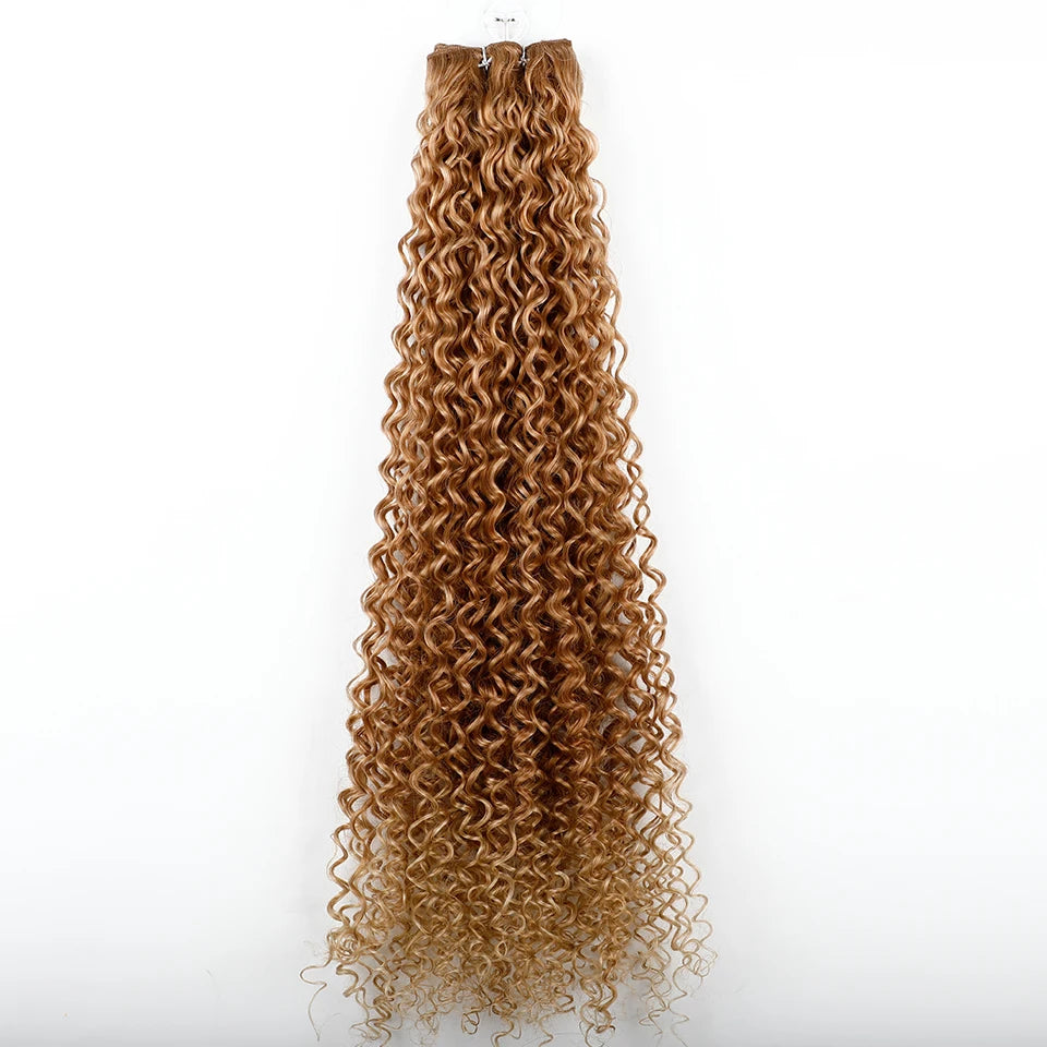 26" Heat-Resistant Brown Jerry Curly Synthetic Hair Extensions - Soft, Natural, and Easy to Style Weave Bundle