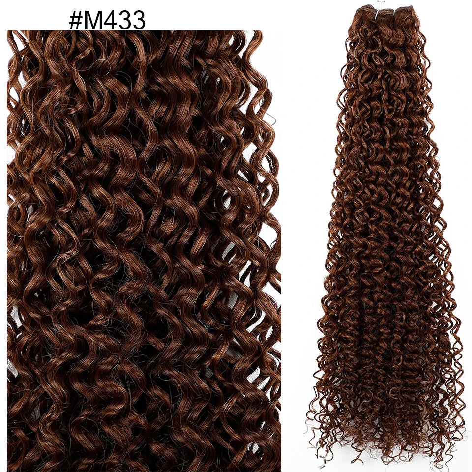 26" Heat-Resistant Brown Jerry Curly Synthetic Hair Extensions - Soft, Natural, and Easy to Style Weave Bundle