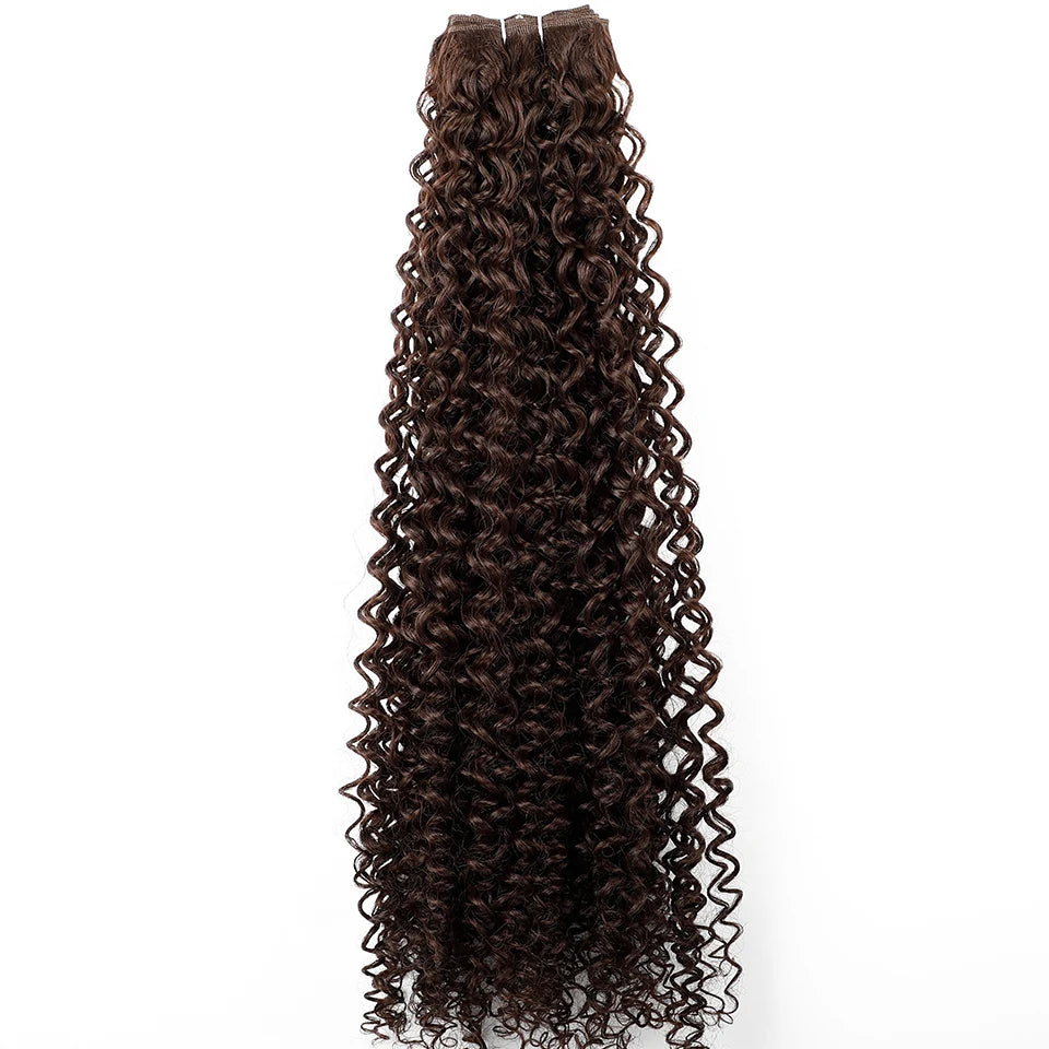 26" Heat-Resistant Brown Jerry Curly Synthetic Hair Extensions - Soft, Natural, and Easy to Style Weave Bundle