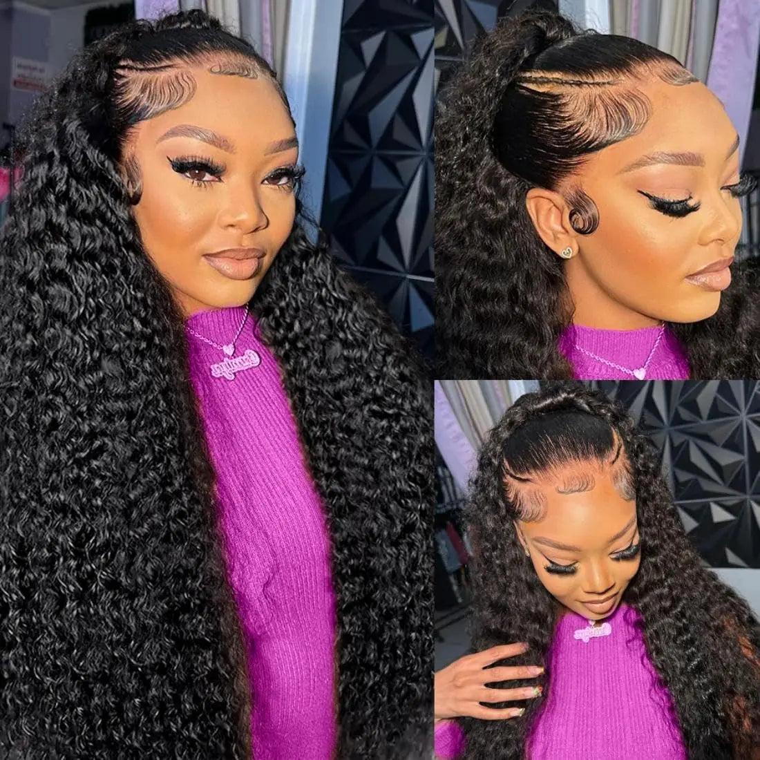 Deep Wave Brazilian Human Hair 13x4 Lace Frontal Wig - Pre-Plucked with Baby Hair and Transparent Lace in Natural Black