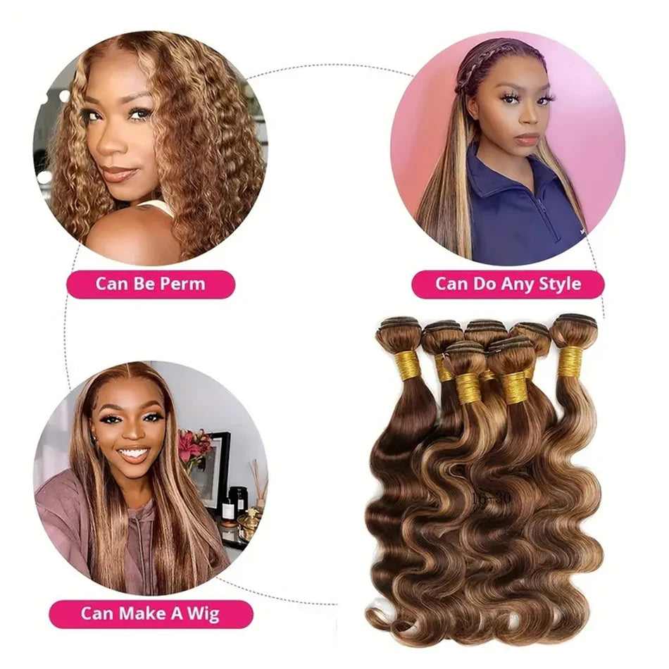 P4/27 Ombre Blonde Body Wave Brazilian Human Hair Bundles for Effortless Elegance