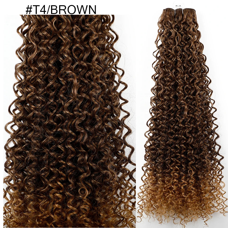 26" Heat-Resistant Brown Jerry Curly Synthetic Hair Extensions - Soft, Natural, and Easy to Style Weave Bundle