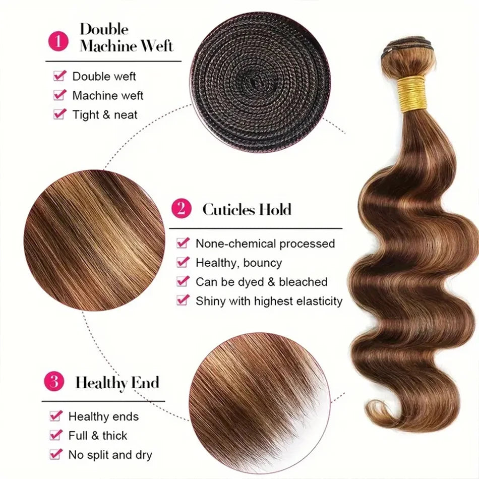 P4/27 Ombre Blonde Body Wave Brazilian Human Hair Bundles for Effortless Elegance