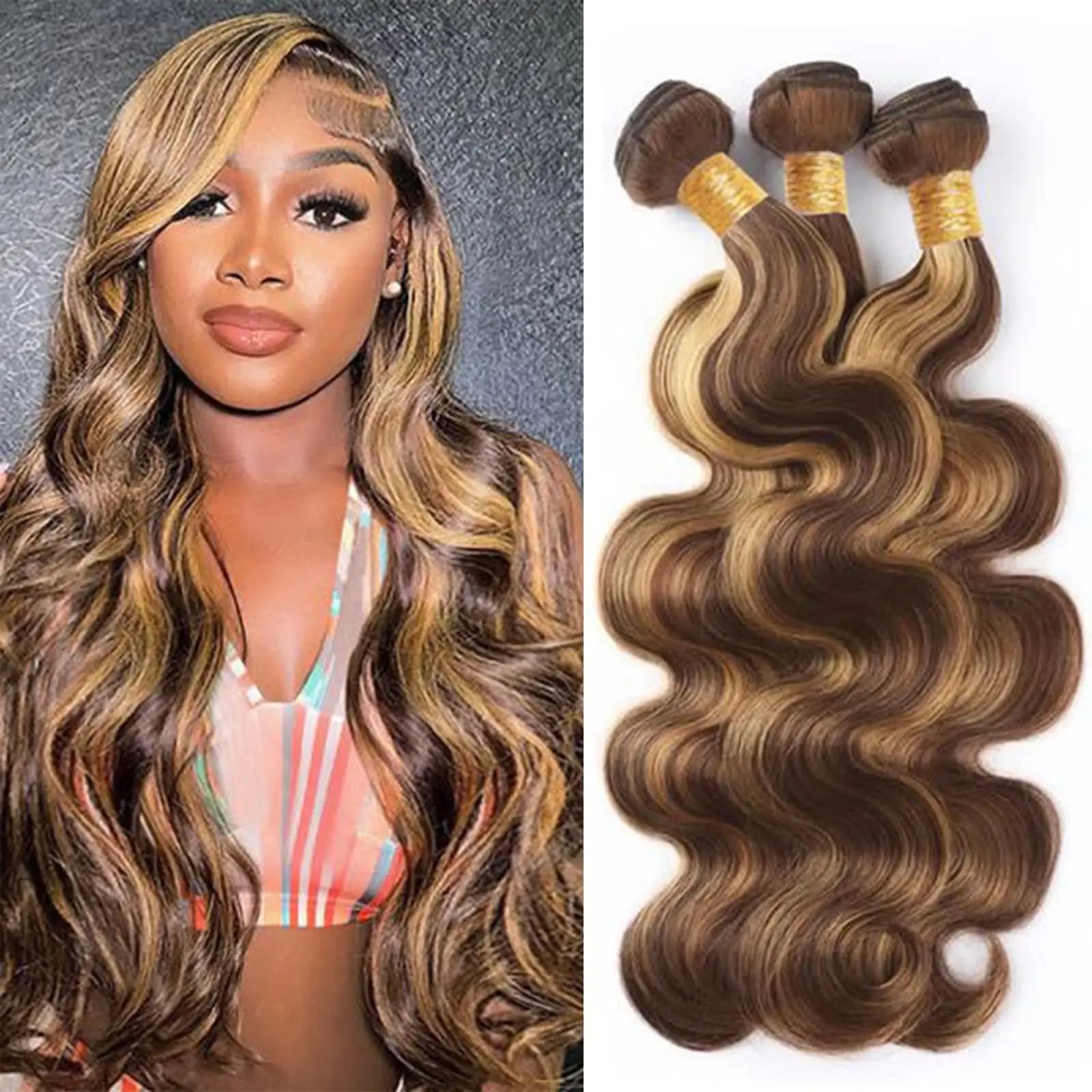 P4/27 Ombre Blonde Body Wave Brazilian Human Hair Bundles for Effortless Elegance