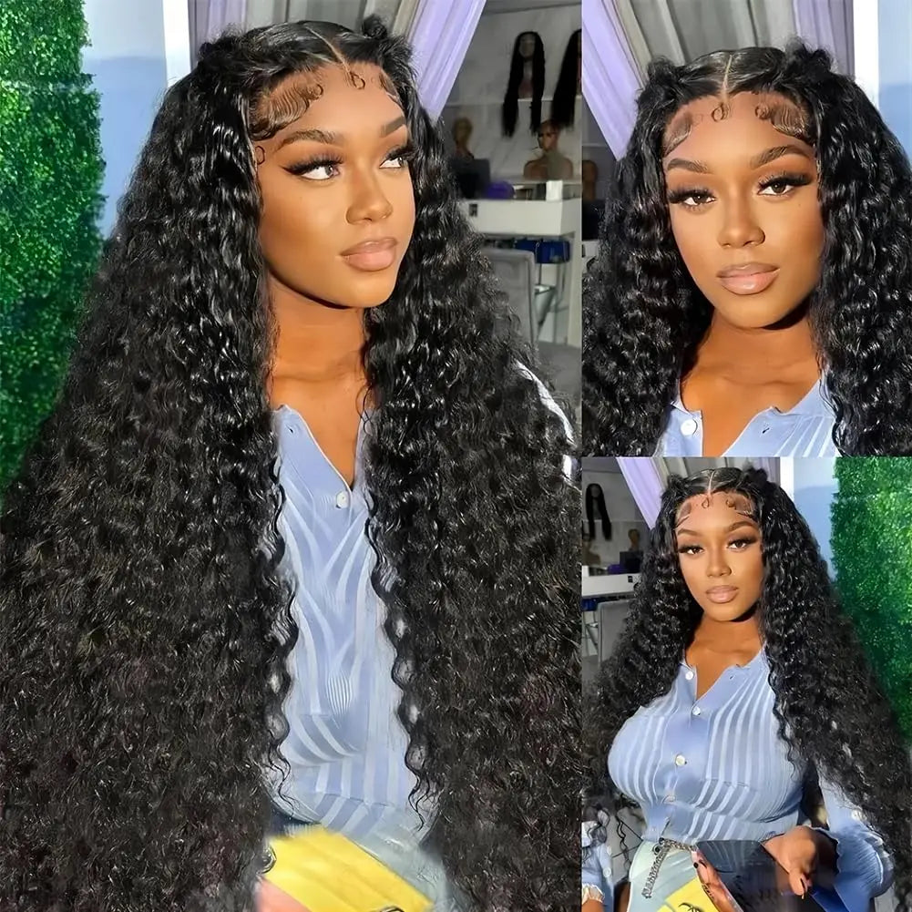 Luxury 200% Density Deep Wave Lace Front Wigs - 14-32 Inch Human Hair with Pre-Plucked Hairline