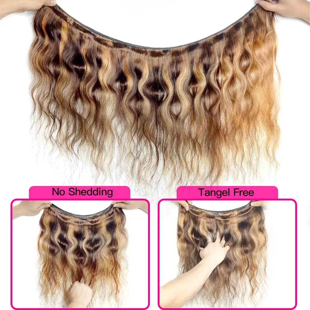 P4/27 Ombre Blonde Body Wave Brazilian Human Hair Bundles for Effortless Elegance