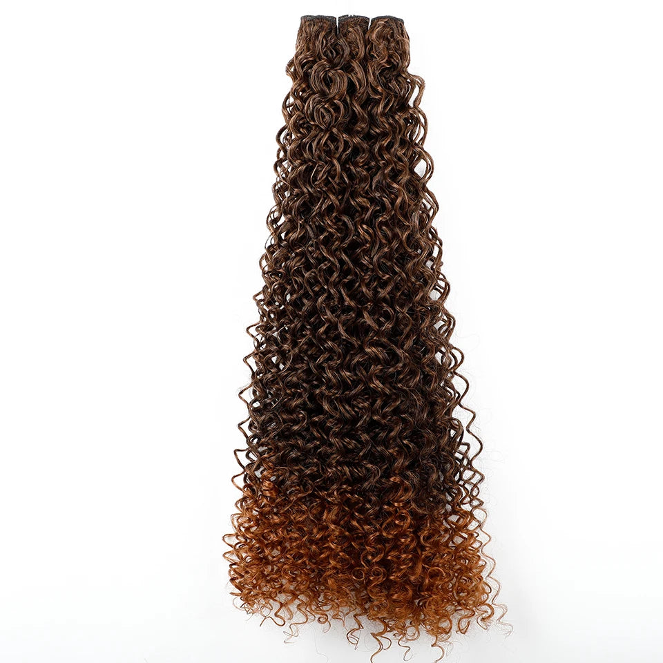 26" Heat-Resistant Brown Jerry Curly Synthetic Hair Extensions - Soft, Natural, and Easy to Style Weave Bundle