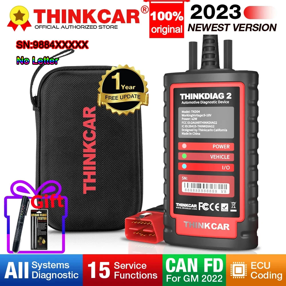 THINKCAR ThinkDiag 2 Pro OBD2 Diagnostic Scanner with All-System Support and Advanced Reset Functions