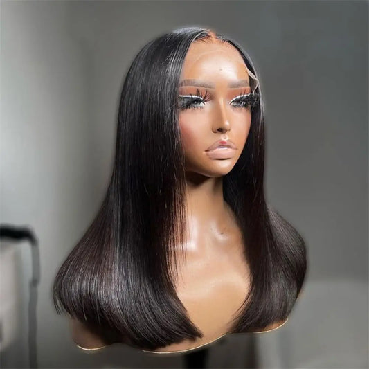 16 Inch Premium Human Hair Lace Front Straight Bob Wig with 13x4 HD Frontal and 200% Density for Women