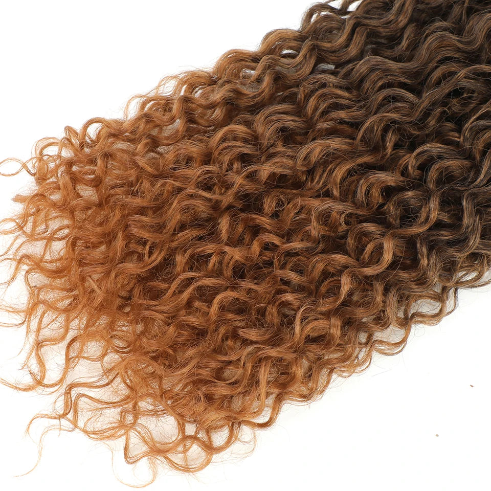 26" Heat-Resistant Brown Jerry Curly Synthetic Hair Extensions - Soft, Natural, and Easy to Style Weave Bundle