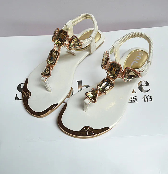 Rhinestone-Embellished Casual Flip Flops for Women - Summer Beach Sandals 2020