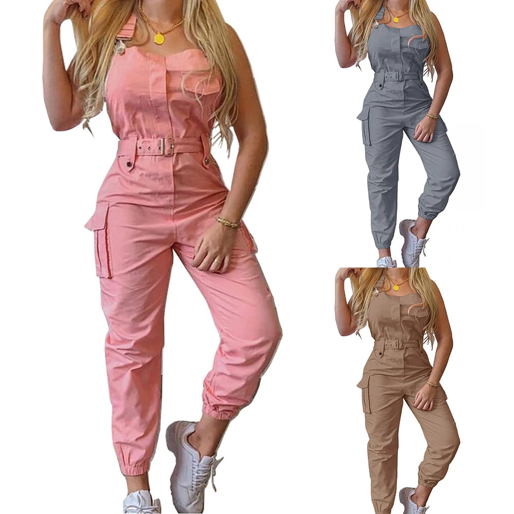 Chic Sleeveless Ankle-Tied Jumpsuit with Pockets for Women