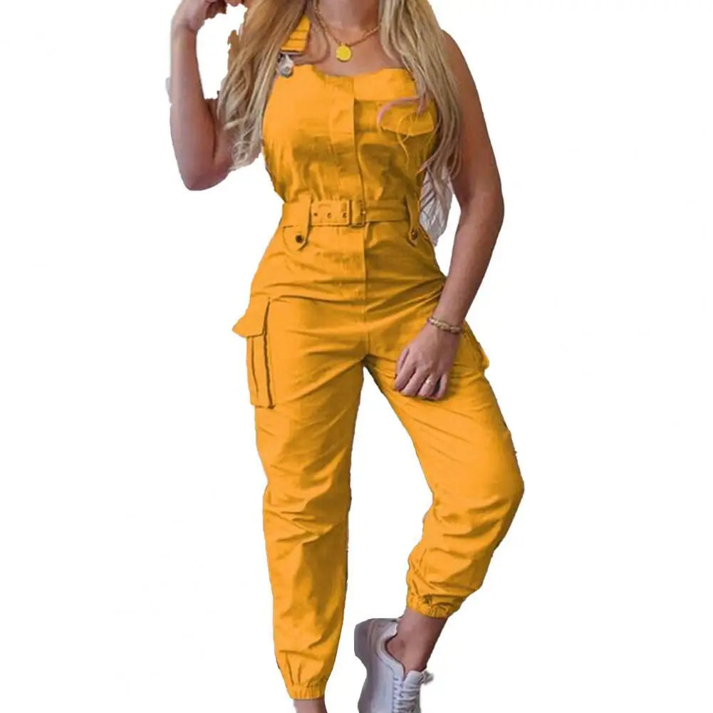 Chic Sleeveless Ankle-Tied Jumpsuit with Pockets for Women