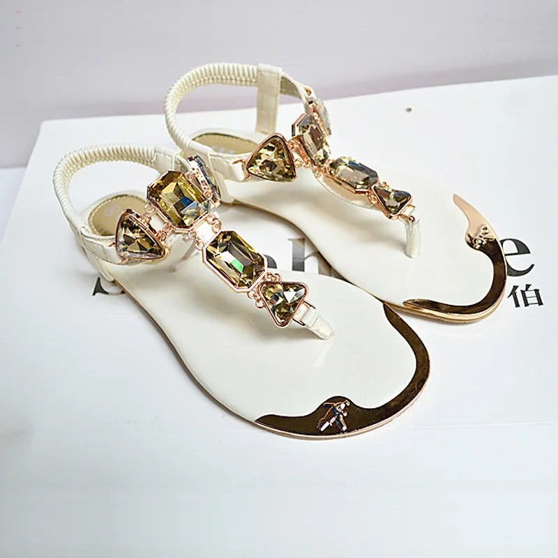 Rhinestone-Embellished Casual Flip Flops for Women - Summer Beach Sandals 2020