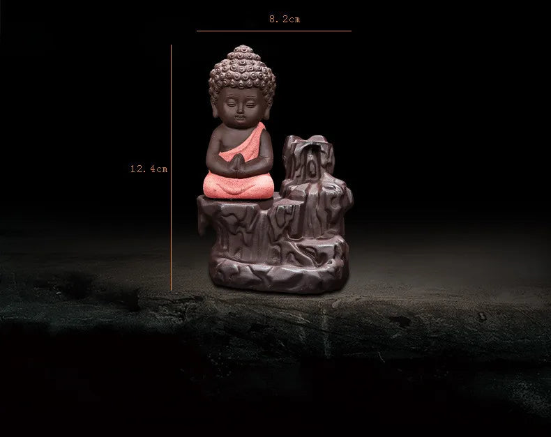 The Little Monk Censer - Creative Home Decor Small Buddha Incense Holder, Backflow Incense Burner for Use in Home and Teahouse