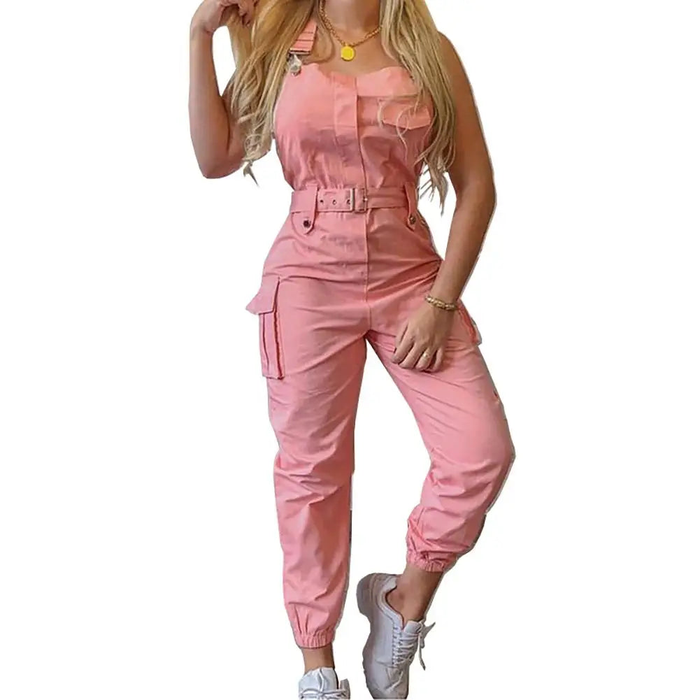 Chic Sleeveless Ankle-Tied Jumpsuit with Pockets for Women