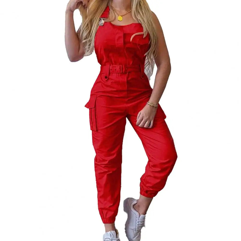 Chic Sleeveless Ankle-Tied Jumpsuit with Pockets for Women