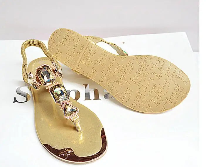 Rhinestone-Embellished Casual Flip Flops for Women - Summer Beach Sandals 2020