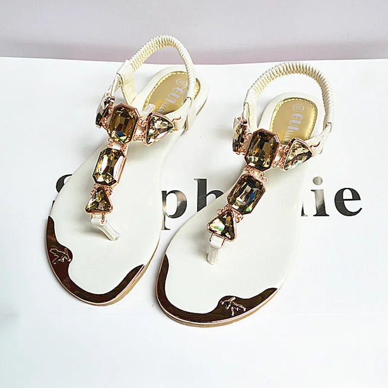 Rhinestone-Embellished Casual Flip Flops for Women - Summer Beach Sandals 2020