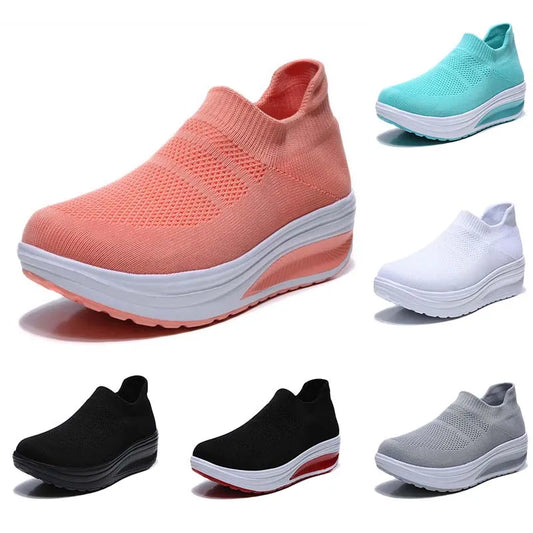 Chic Slip-On Thick Bottom Sneakers for Women - Vulcanized Fashion Footwear in Plus Sizes