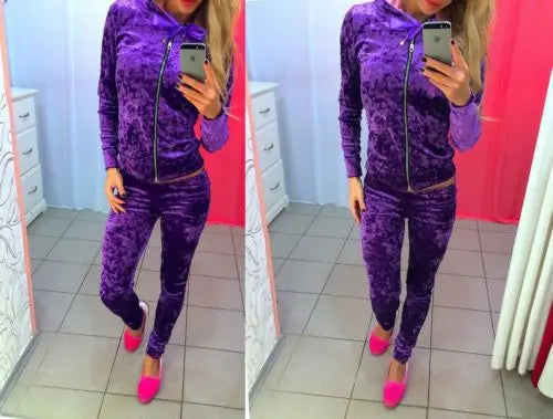 Chic Long Sleeve Bodycon Tracksuit Set for Women - Stylish Hoodie and Trousers Combo