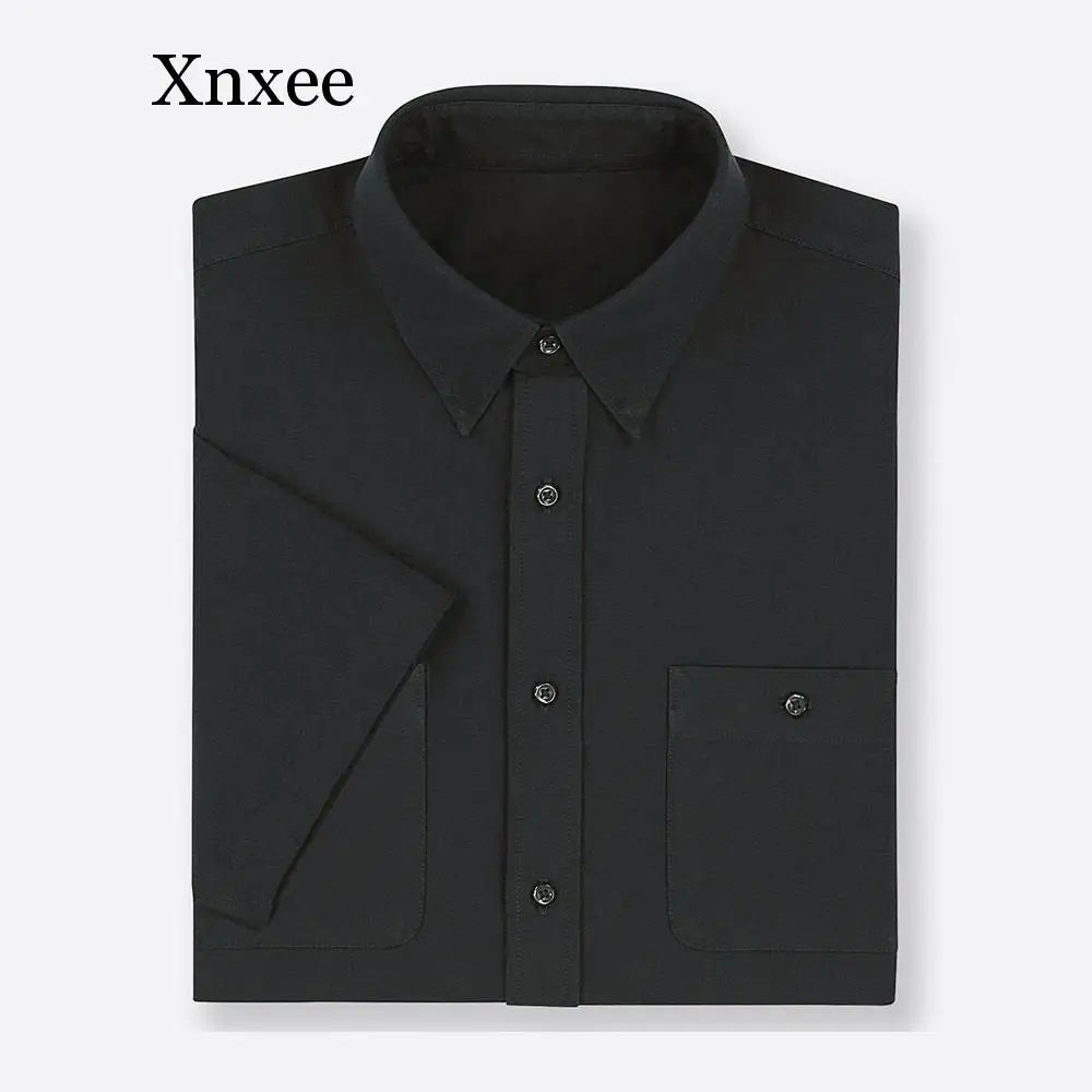 Xnxee Big & Tall Men's Summer Casual Cotton Shirts – Short Sleeve Relaxed Fit Woven Tops