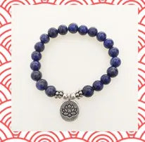 Aquarius Zodiac Charm Bracelet with Natural Purple Crystal - Ruberthen Aqua Marine Mala Yoga Jewelry for Women