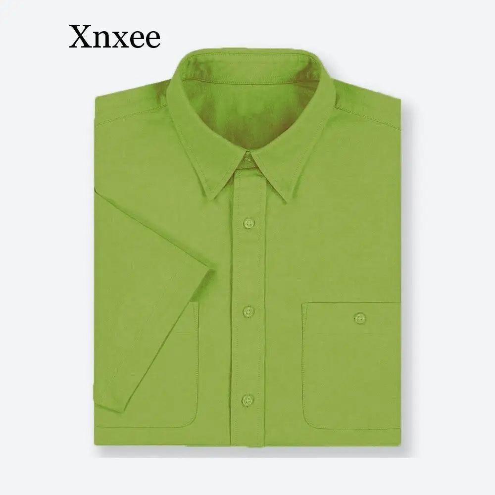 Xnxee Big & Tall Men's Summer Casual Cotton Shirts – Short Sleeve Relaxed Fit Woven Tops