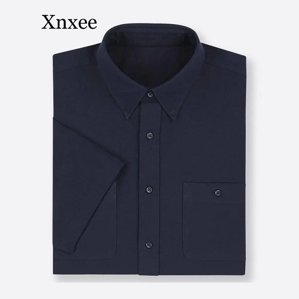 Xnxee Big & Tall Men's Summer Casual Cotton Shirts – Short Sleeve Relaxed Fit Woven Tops