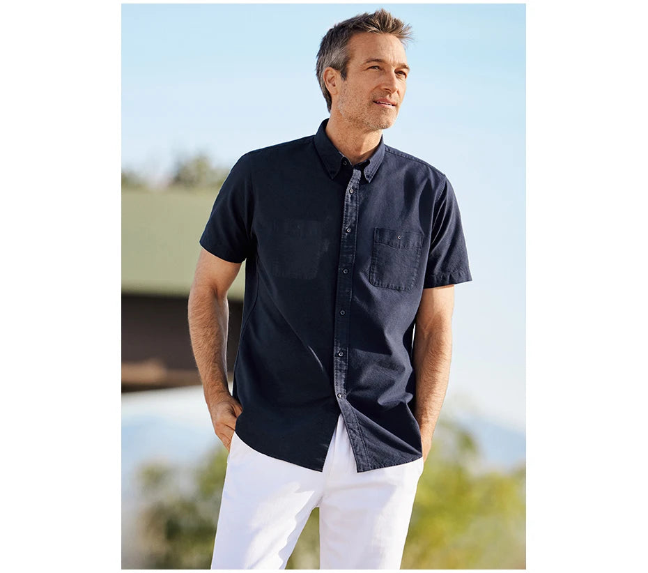 Xnxee Big & Tall Men's Summer Casual Cotton Shirts – Short Sleeve Relaxed Fit Woven Tops