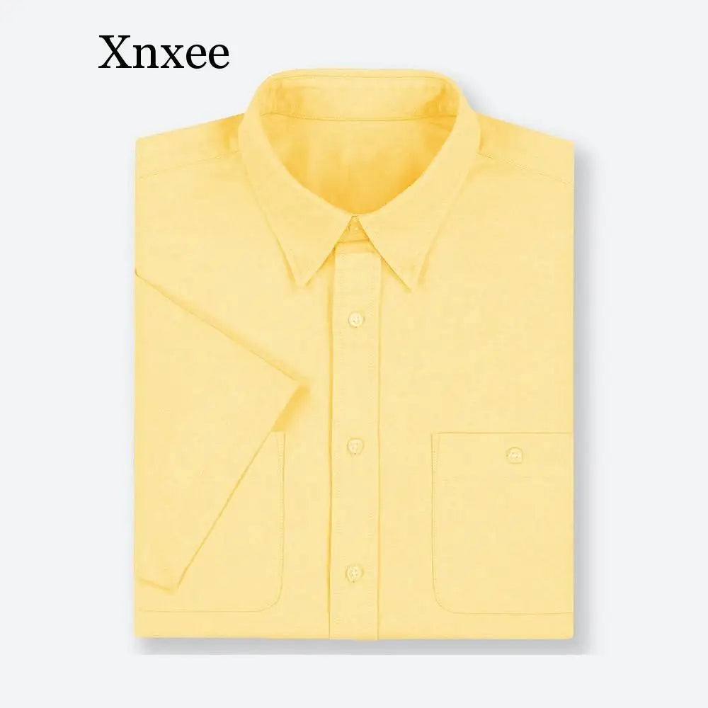 Xnxee Big & Tall Men's Summer Casual Cotton Shirts – Short Sleeve Relaxed Fit Woven Tops